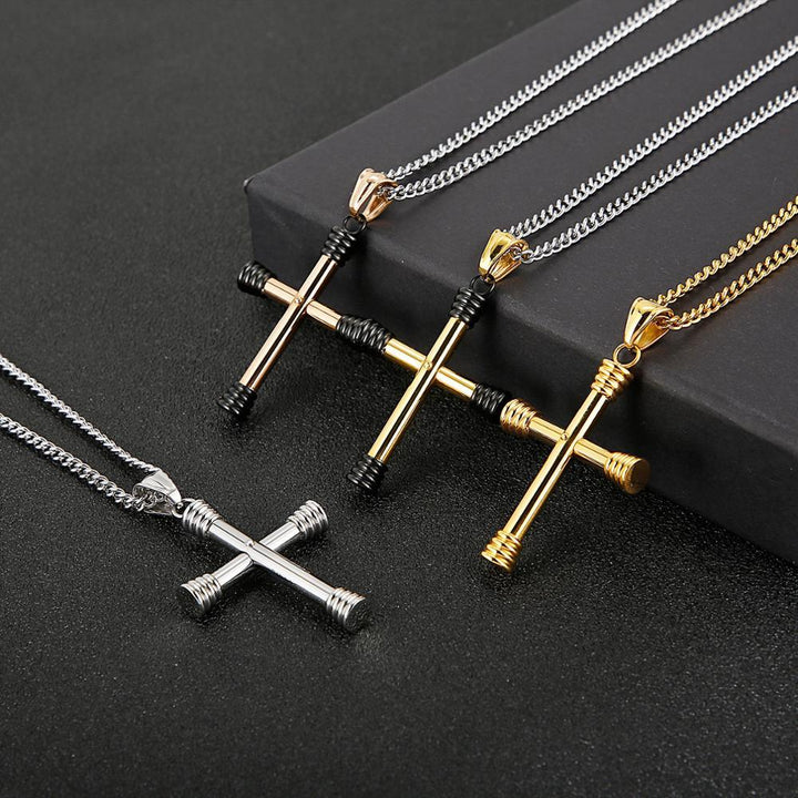 Kalen Color Block Cross Stainless Steel Pendant Hip Hop Male Rock Style Men's Jewelry.