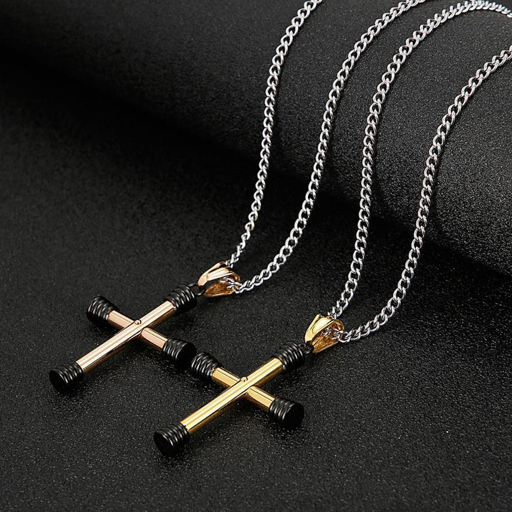 Kalen Color Block Cross Stainless Steel Pendant Hip Hop Male Rock Style Men's Jewelry.