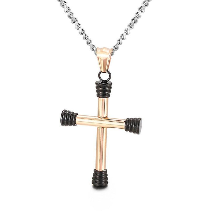 Kalen Color Block Cross Stainless Steel Pendant Hip Hop Male Rock Style Men's Jewelry.