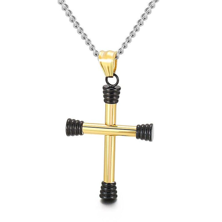 Kalen Color Block Cross Stainless Steel Pendant Hip Hop Male Rock Style Men's Jewelry.