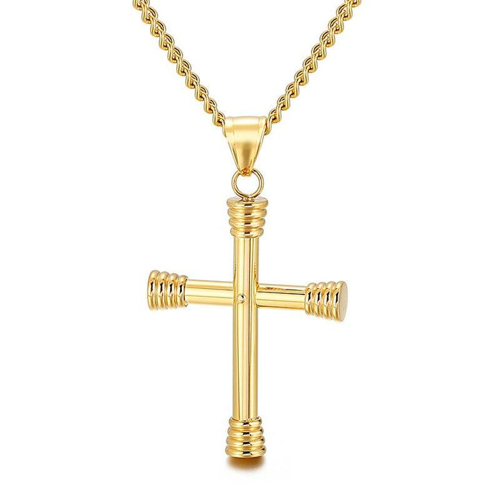 Kalen Color Block Cross Stainless Steel Pendant Hip Hop Male Rock Style Men's Jewelry.