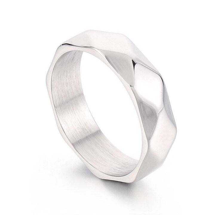 KALEN Creative Diamond-Shaped Faceted Stainless Steel Polishing Ring For Men's Personalized Fashion Punk Jewelry Wholesale.