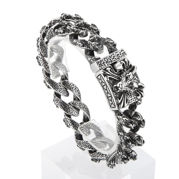 KALEN Stainless Steel 316L Wolf Cuban Chain Bracelet Men Unique Street Party Jewelry.