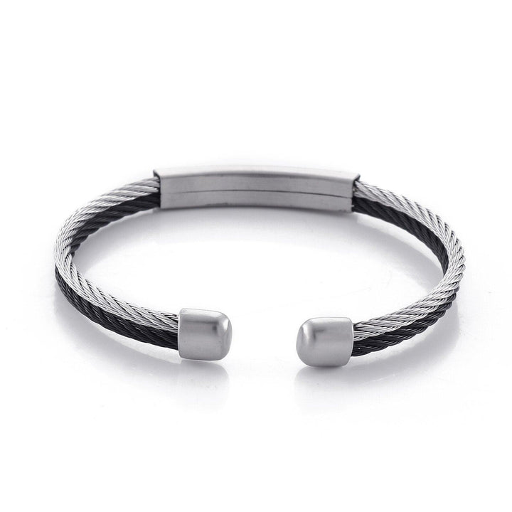 Kalen Cuff Bangles 316L Stainless Steel Men's Twisted Chain ID Elastic Barcelet Jewelry Custom.