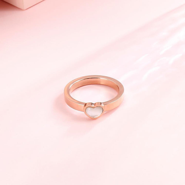 Kalen Cute Girl's Ring Gorgeous And Sweet Style Stainless Steel Love Heart 3mm Jewelry.