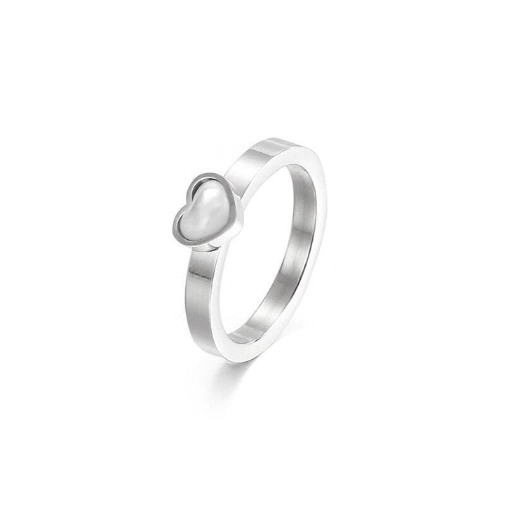 Kalen Cute Girl's Ring Gorgeous And Sweet Style Stainless Steel Love Heart 3mm Jewelry.