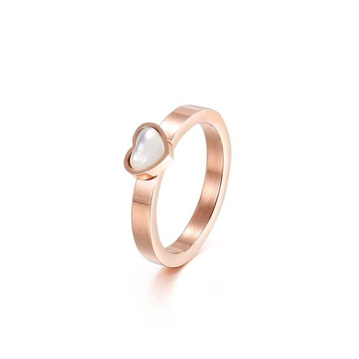 Kalen Cute Girl's Ring Gorgeous And Sweet Style Stainless Steel Love Heart 3mm Jewelry.