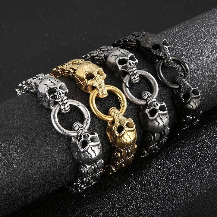 KALEN Double Layer Royal Chain Skull Charm Bracelet Men Male Stainless Steel 4 Color.