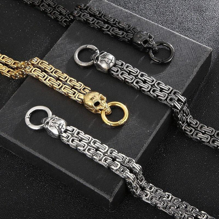 KALEN Double Layer Royal Chain Skull Charm Bracelet Men Male Stainless Steel 4 Color.