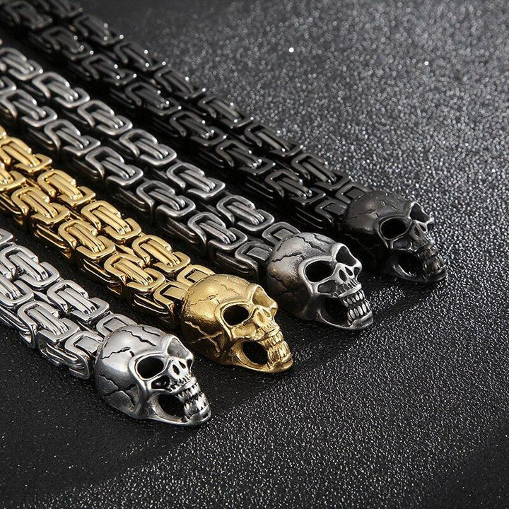 KALEN Double Layer Royal Chain Skull Charm Bracelet Men Male Stainless Steel 4 Color.