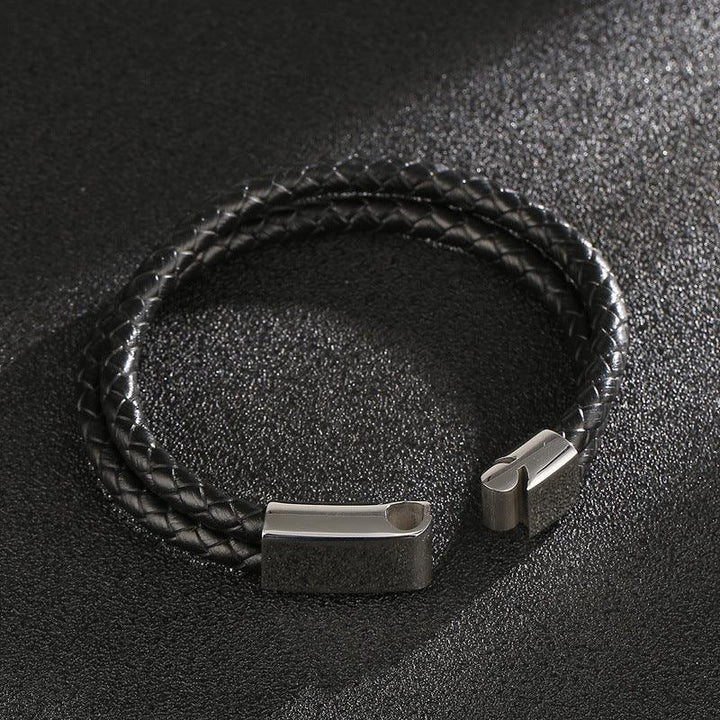 Kalen Double Layer Leather Stainless Steel Bracelet For Men - kalen