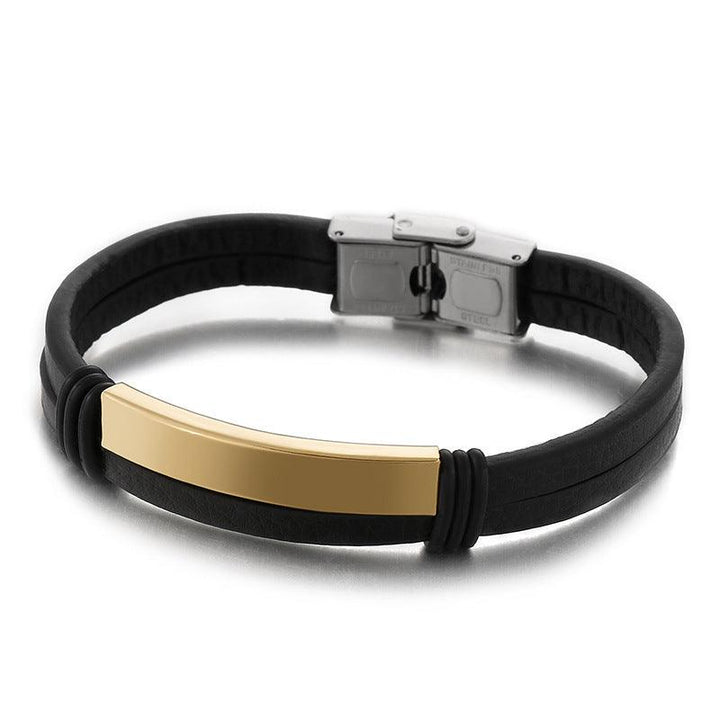 Kalen Double Layer Leather Stainless Steel Bracelet For Men - kalen