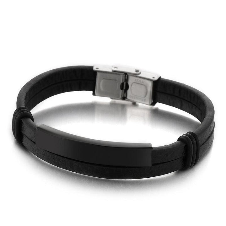 Kalen Double Layer Leather Stainless Steel Bracelet For Men - kalen