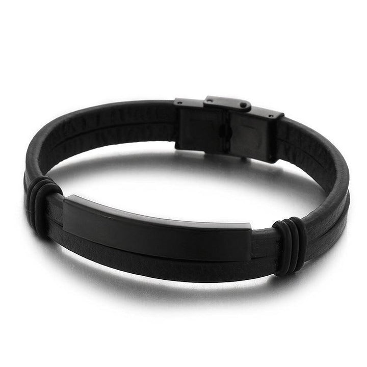 Kalen Double Layer Leather Stainless Steel Bracelet For Men - kalen