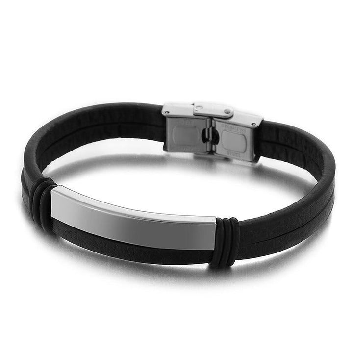 Kalen Double Layer Leather Stainless Steel Bracelet For Men - kalen