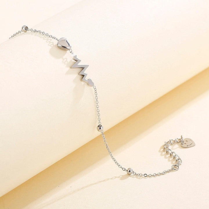 Kalen ECG Heart-Shaped Accessories Female Stainless Steel Bracelet Trendy Party Jewelry Gift.