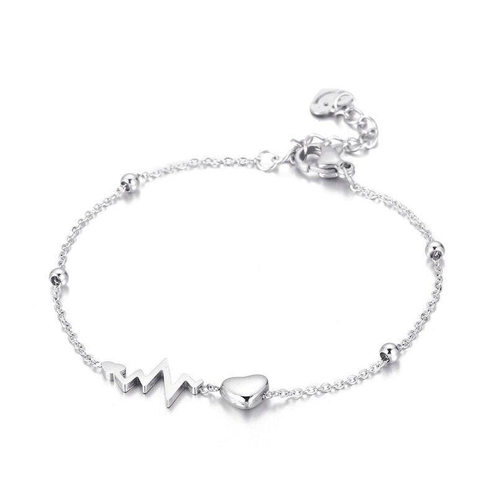 Kalen ECG Heart-Shaped Accessories Female Stainless Steel Bracelet Trendy Party Jewelry Gift.