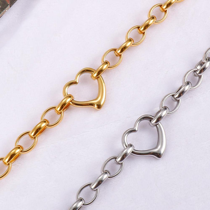 Kalen Engagement Gift Romantic Heart Shaped Two Colors Jewelry Set Trendy Ladies Bracelet Necklace Wholesale.