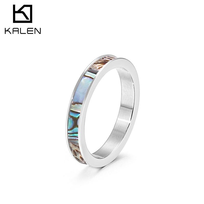 Kalen Exquisite Shell Stainless Steel Women's Ring Size 6-7 Engagement Ring Party Accessory.
