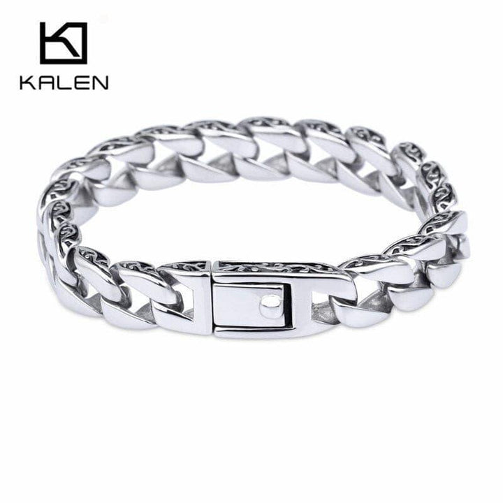 Kalen Fashion 22cm Long Link Chain Bracelets For Men Stainless Steel High Polished Shiny Bike Chain Biker Bracelet Jewelry 2018.