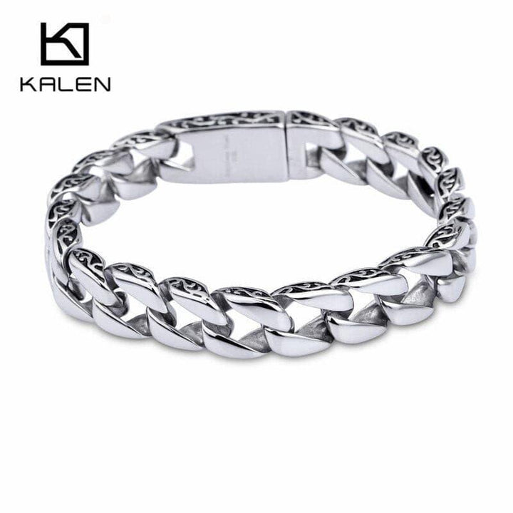 Kalen Fashion 22cm Long Link Chain Bracelets For Men Stainless Steel High Polished Shiny Bike Chain Biker Bracelet Jewelry 2018.