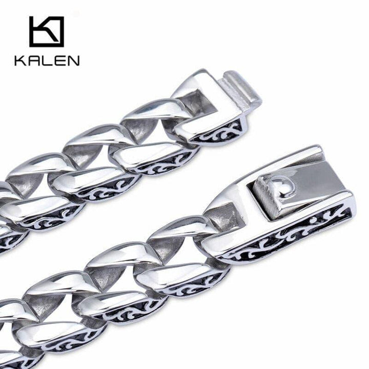 Kalen Fashion 22cm Long Link Chain Bracelets For Men Stainless Steel High Polished Shiny Bike Chain Biker Bracelet Jewelry 2018.