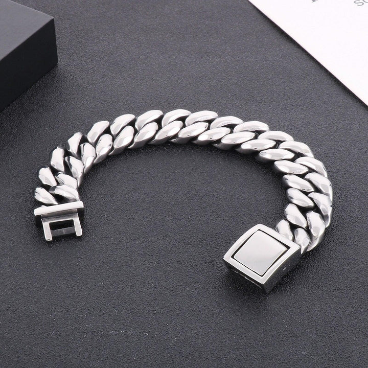 KALEN Fashion Cuban Chain Personality Charm Men's Bracelet Silver Color 316L Stainless Steel Punk Jewelry Unfaded Accessories.