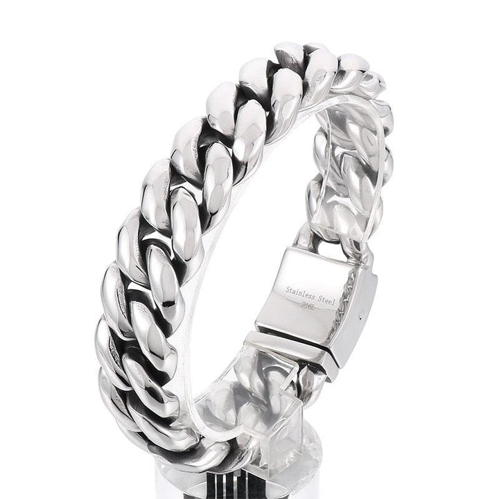 KALEN Fashion Cuban Chain Personality Charm Men's Bracelet Silver Color 316L Stainless Steel Punk Jewelry Unfaded Accessories.