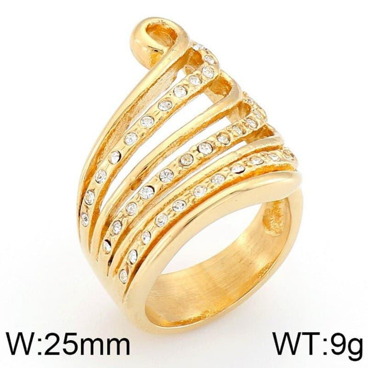 Kalen Fashion Femme Rings Zircon Gold Color Stainless Steel Light Luxury Rings For Women Mujer Anillos Jewelry 2020.