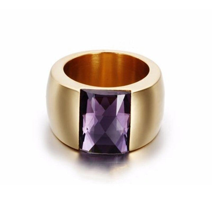 Kalen Fashion Gold &amp; Color Stainless Steel Rings For Women Sqare Colorful Stone Glass Femme Rings Anillos Mujer Jewelry Gifts.