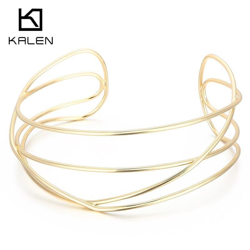 Kalen Fashion Iron Alloy Torques Choker Necklaces For Women New Metal Collar Statement Necklace Maxi Jewelry Bijoux Chocker.