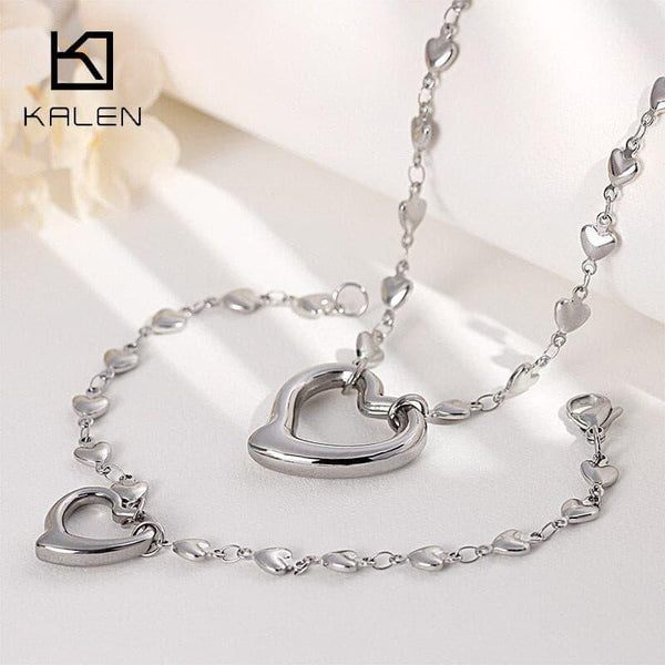Kalen Fashion Jewelry Sets For Women All Heart Necklaces &amp; Bracelets Sets Bijoux Femme Wedding Jewelry Sweetheart Romantic Gifts.