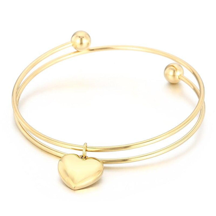 KALEN Fashion Love Bracelet For Women Stainless Steel Simple Double Layer Sweet Girl Personalized Accessories Polishing Jewelry.