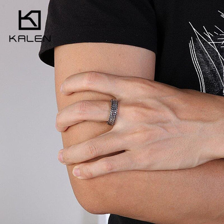 KALEN Fashion Men's Rings Size 7-12 Stainless Steel Geometric Pattern Charm Finger Midi Anillos Cocktail Party Jewelry 2020.