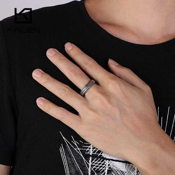 KALEN Fashion Men's Rings Size 7-12 Stainless Steel Geometric Pattern Charm Finger Midi Anillos Cocktail Party Jewelry 2020.