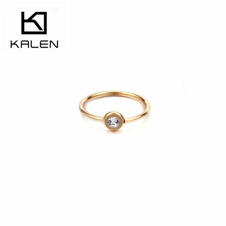 KALEN Fashion MINI Round Wedding Bands Rings For Women Tri-Color Stainless Steel Cubic Zircon Bijoux Mujer Anillos Party Jewelry.