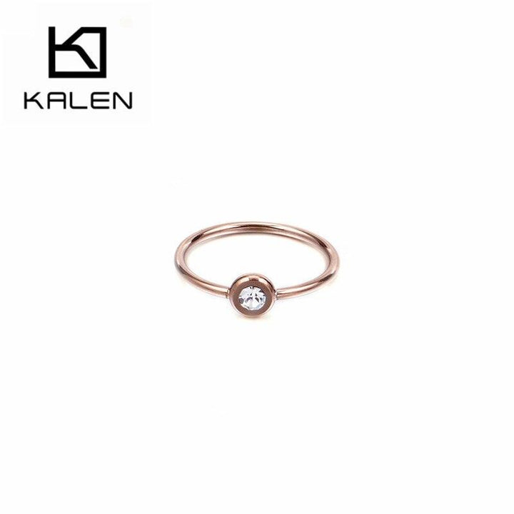 KALEN Fashion MINI Round Wedding Bands Rings For Women Tri-Color Stainless Steel Cubic Zircon Bijoux Mujer Anillos Party Jewelry.