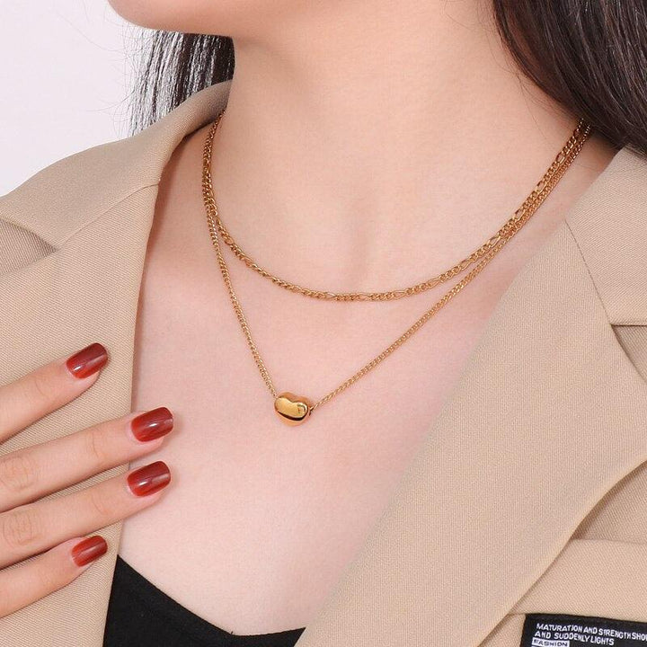 KALEN Fashion New Love Double-Layer Chain Necklace For Women Punk Simple Personality Stainless Steel Party Jewelry Wholesale.