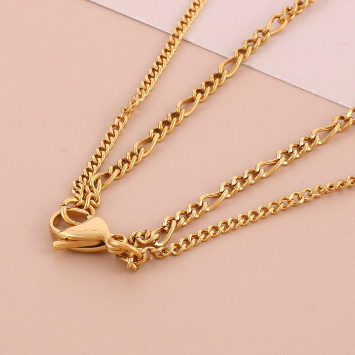 KALEN Fashion New Love Double-Layer Chain Necklace For Women Punk Simple Personality Stainless Steel Party Jewelry Wholesale.