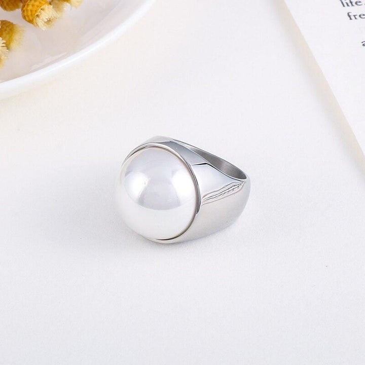 KALEN Fashion New Stainless Steel Thick Pearl Rings For Women Punk Charm Anillos Romantic Wedding Party Jewelry Wholesale.