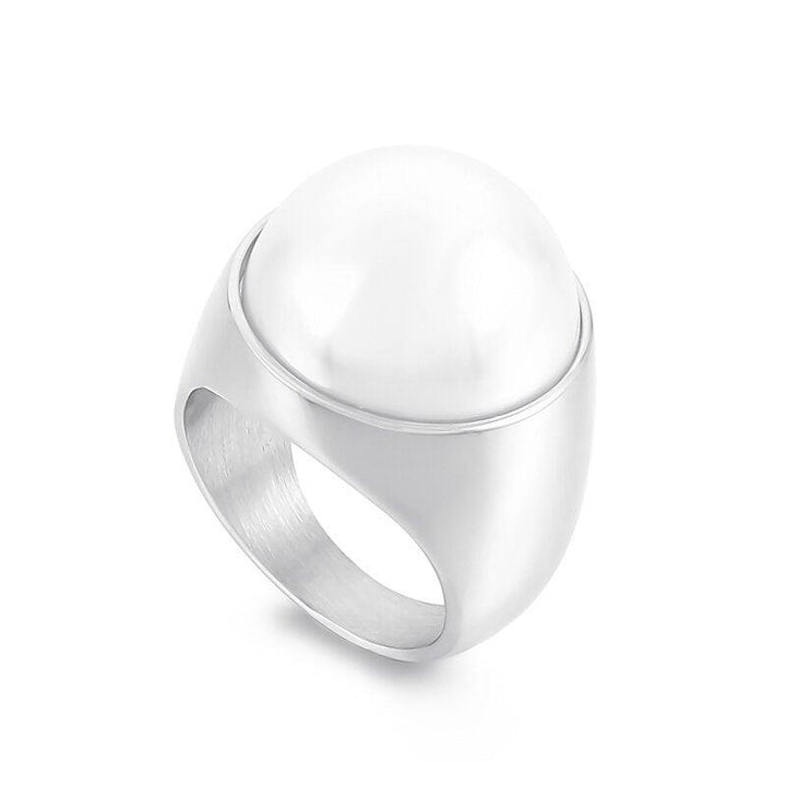 KALEN Fashion New Stainless Steel Thick Pearl Rings For Women Punk Charm Anillos Romantic Wedding Party Jewelry Wholesale.