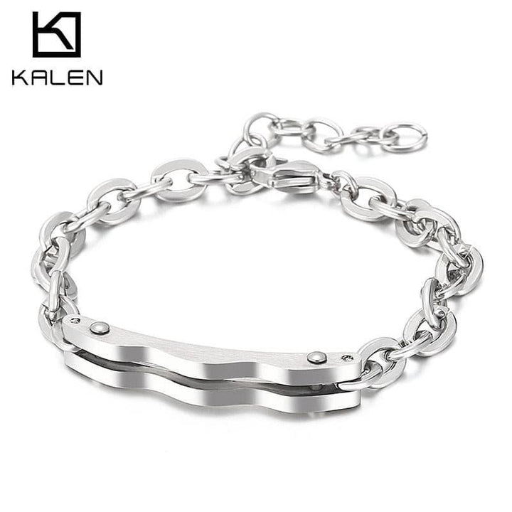 Kalen Fashion Simple Men's Stainless Steel Bracelet Punk Hand Bracelets Chain Link Trend Jewelry 2021.