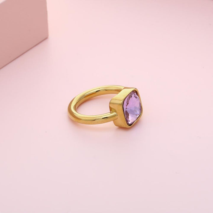 KALEN Fashion Square Colourful Glass Crystal Rings For Women Gold Color Stainless Steel Wedding Bands Femme Anillos Jewelry.