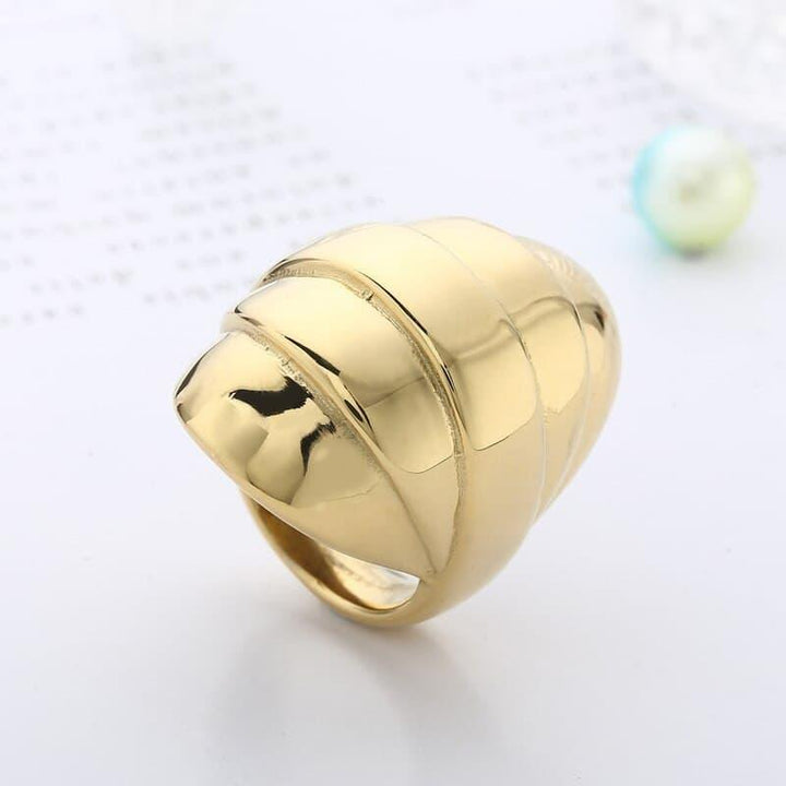 KALEN Fashion Stainless Steel Gold Color Thick Chunky Large Level Rings For Women Wedding Bands Cocktail Anillos Party Jewelry.