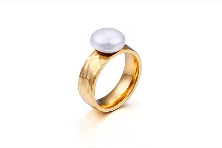 KALEN Fashion Stainless Steel Imitation Pearl Anillos Three Colours Cute/Romantic Finger Rings For Women Jewelry Engagement Gift.