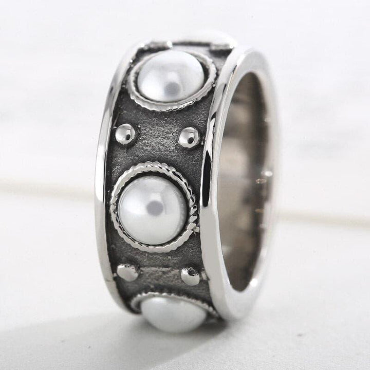 KALEN Fashion Stainless Steel Ring Vintage Round кольца Sun Flower Pearl Ring For Women Trendy Jewelry Wholesale Gifts.