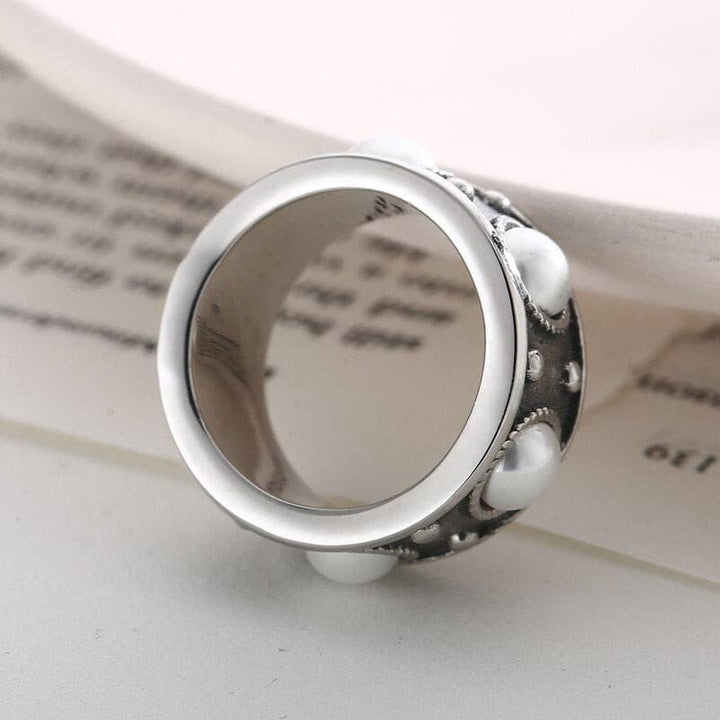 KALEN Fashion Stainless Steel Ring Vintage Round кольца Sun Flower Pearl Ring For Women Trendy Jewelry Wholesale Gifts.