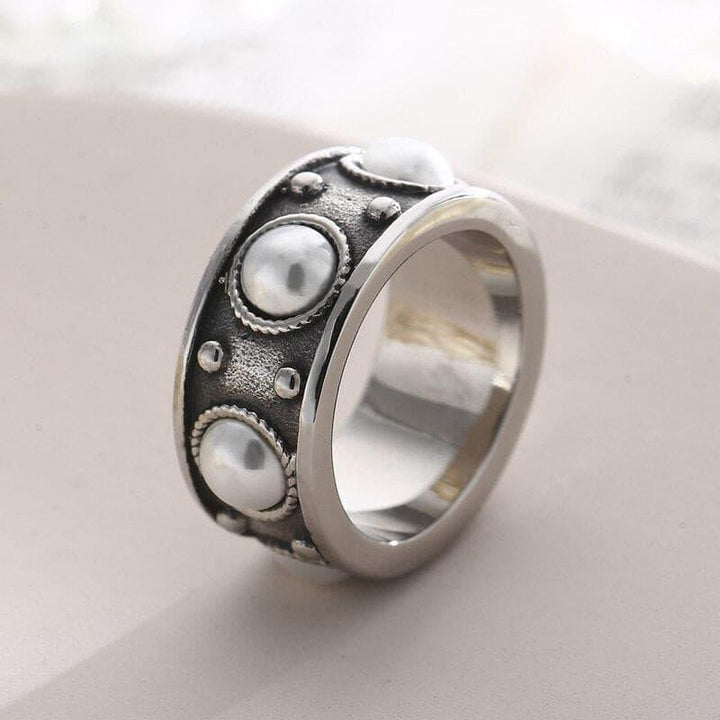 KALEN Fashion Stainless Steel Ring Vintage Round кольца Sun Flower Pearl Ring For Women Trendy Jewelry Wholesale Gifts.