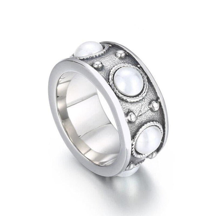 KALEN Fashion Stainless Steel Ring Vintage Round кольца Sun Flower Pearl Ring For Women Trendy Jewelry Wholesale Gifts.