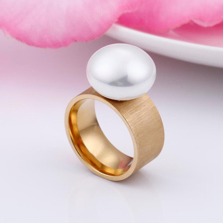 KALEN Fashion Stainless Steel Rings For Women Trendy Jewelry Gold Color Black Romantic Imitation Pearl Charm Finger Rings 2018.